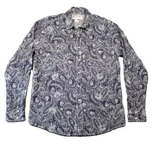 Cinch Modern Fit Shirt Men M Navy Paisley Pearl Snap Long Sleeve‎ Western Cowboy